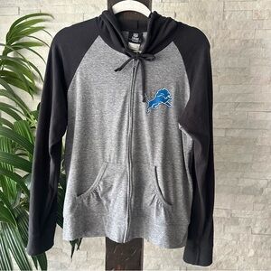 NFL Detroit Lions Grey Black Zip Hoodie Full Zip Jacket Size XL